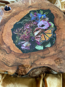 "Wind Song” Floral Monarch Butterfly Table